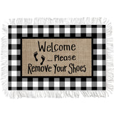 Burrs black and white gray plaid background Non-Slip Waterproof  Doormat - LeobonZone