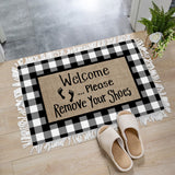 Burrs black and white gray plaid background Non-Slip Waterproof  Doormat - LeobonZone