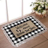 Burrs black and white gray plaid background Non-Slip Waterproof  Doormat - LeobonZone